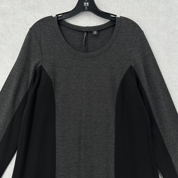 ISDA & CO Midi Sheath Dress Womens 1X Gray Black Color Block‎ Knit Long Sleeve - Picture 3 of 14